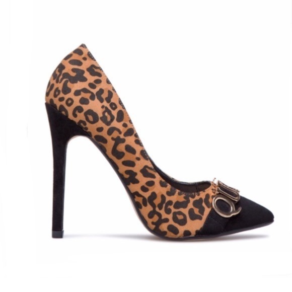 Leopard/Black Pointed Toe Patent Pump Size 8, NIB - Picture 3 of 5